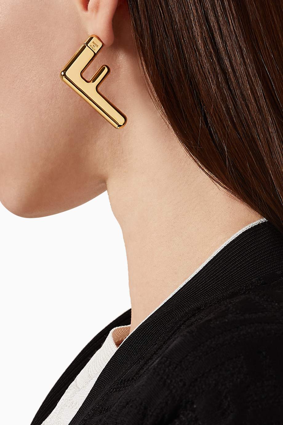 Shop Fendi Gold FF Stud Earrings in Metal for Women | Ounass UAE