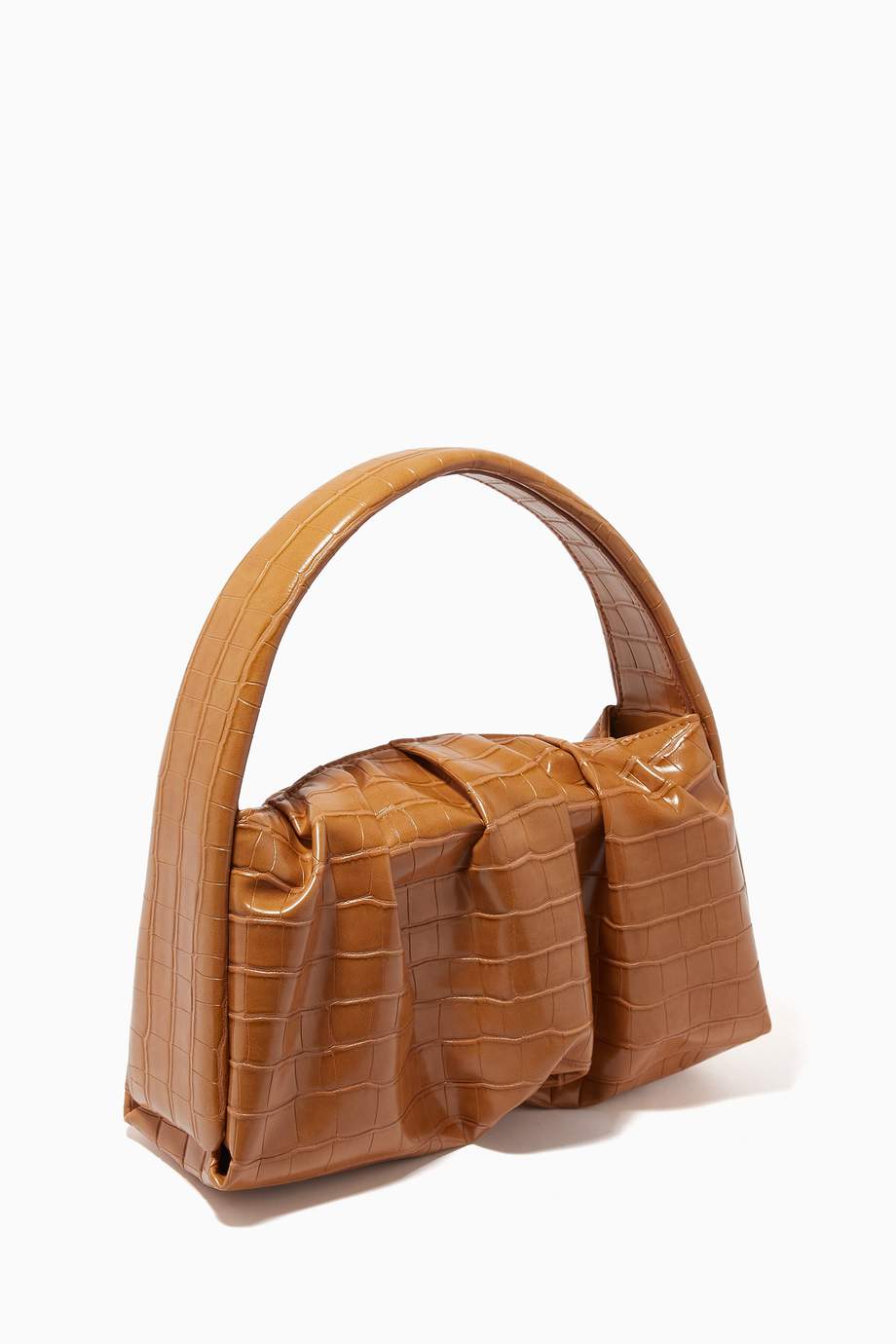 Shop Themoirè Neutral Hera Shoulder Bag in Croc Vegan Leather for Women ...