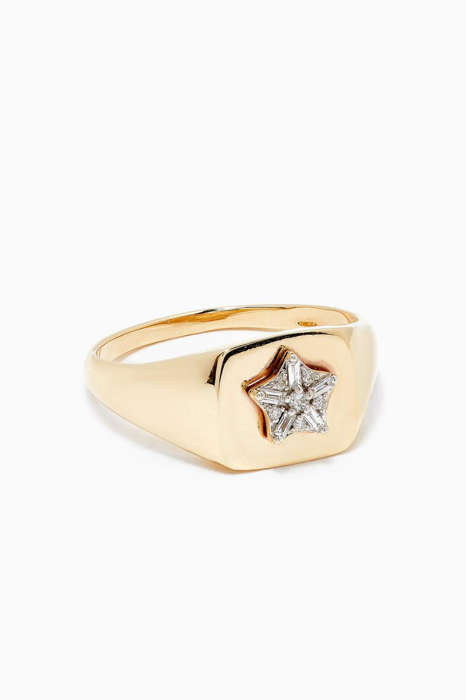 Shop STONE AND STRAND Yellow Starbright Signet Ring with Diamonds in ...