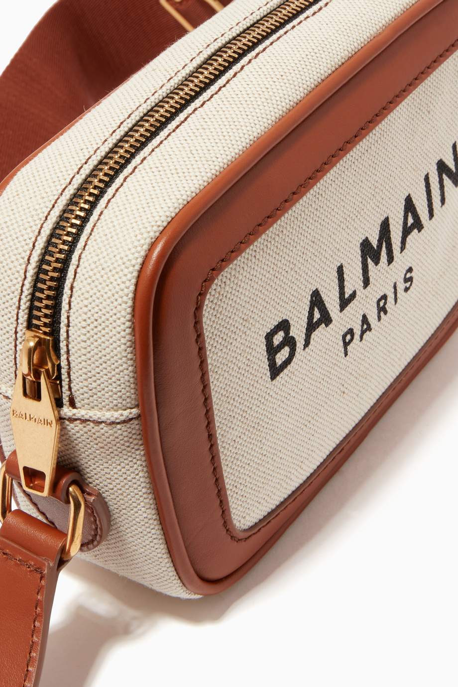 Shop Balmain Brown BArmy 18 Camera Bag in Canvas for Women Ounass UAE