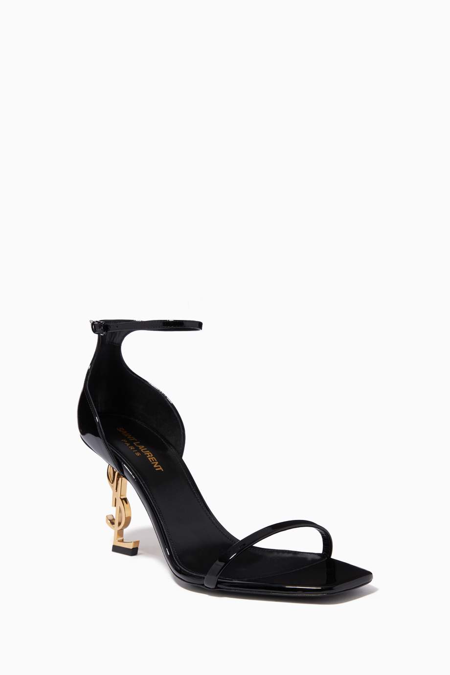 opyum sandals in patent leather with a black heel