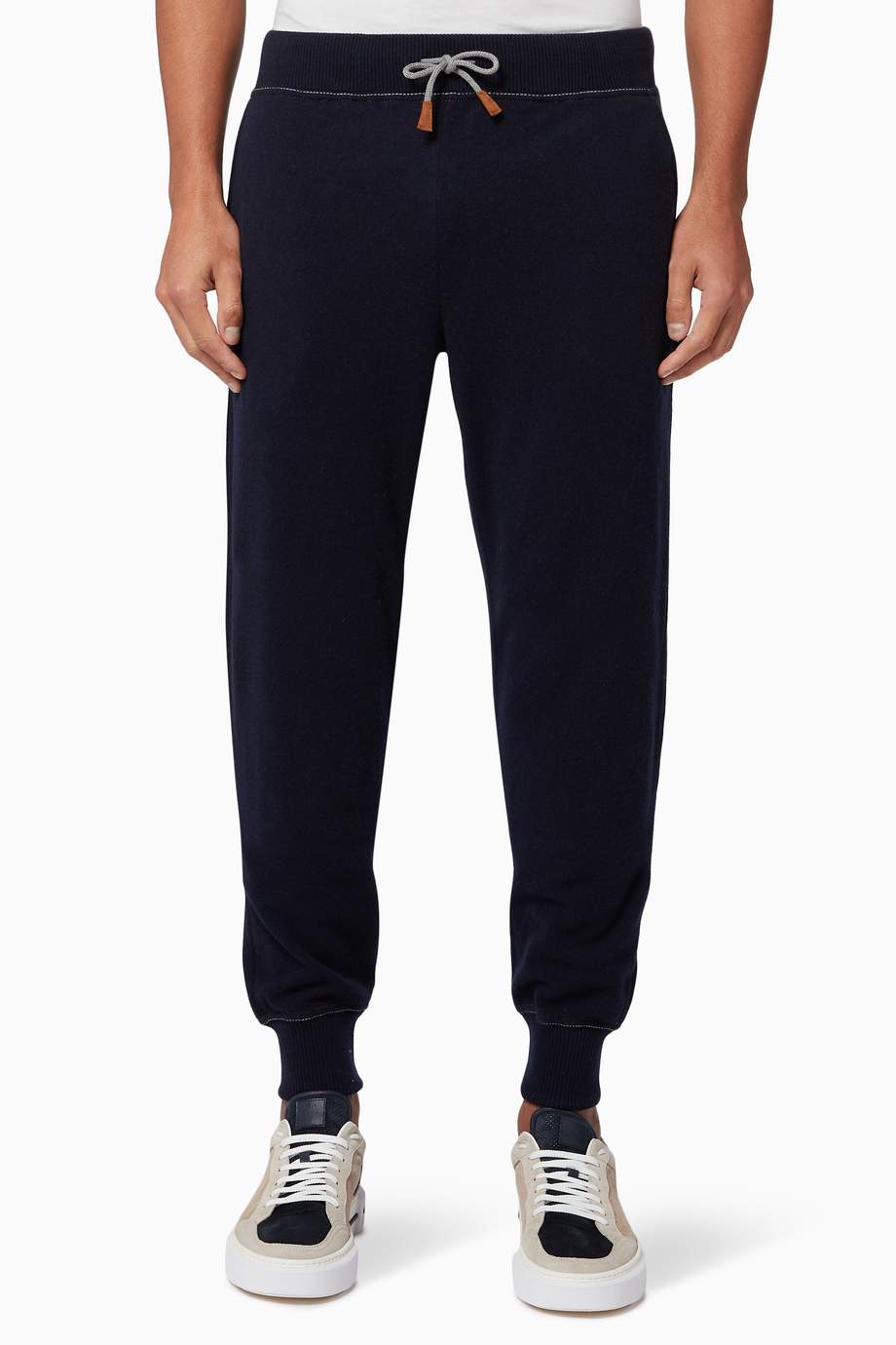 Shop Eleventy Blue Wool Cashmere Jogger Pants for Men | Ounass UAE