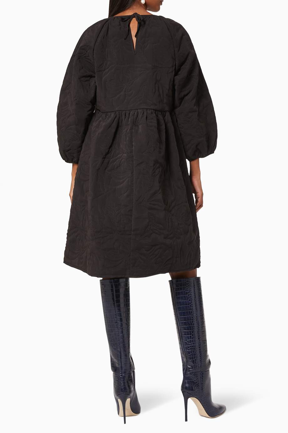 Shop Selected Femme Black Embroidered Quilted Dress for Women Ounass UAE