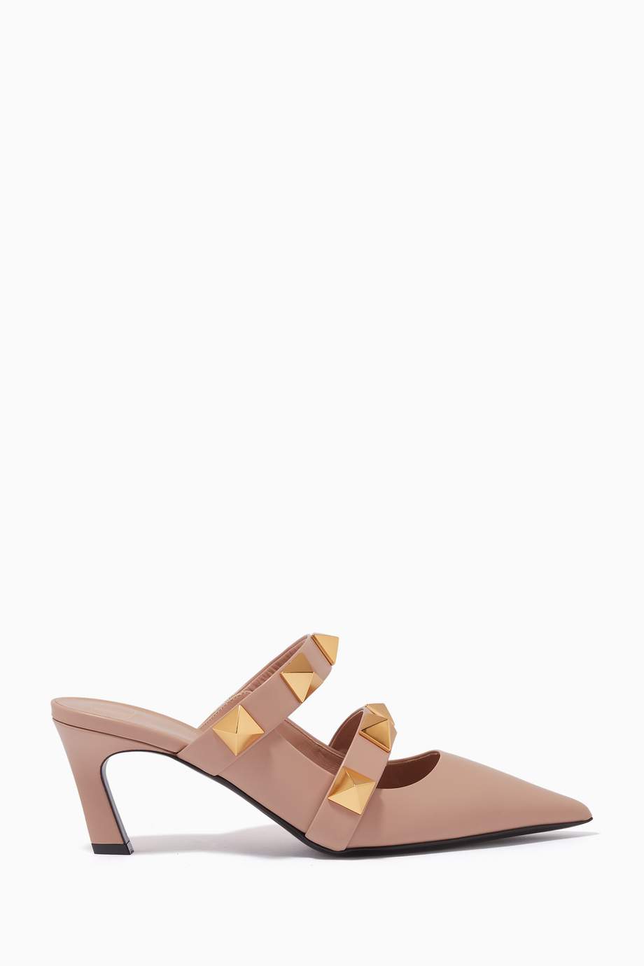 roman stud flat mule in calfskin