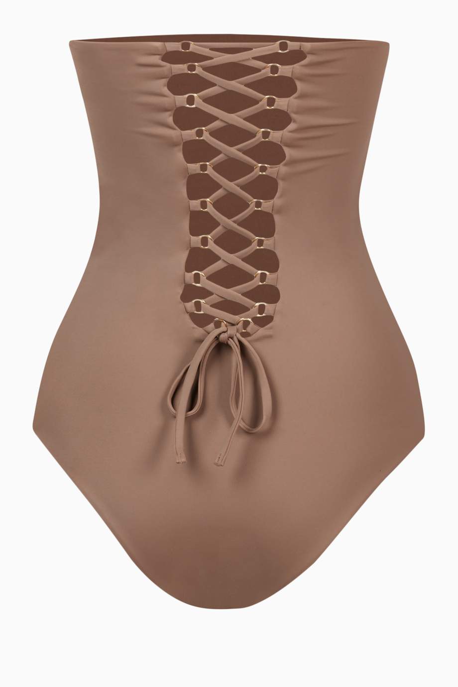 brown one piece swim