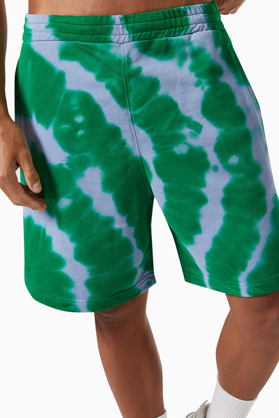 Shop MSGM Green Tie-dye Micro Logo Shorts in Cotton for Men | Ounass UAE