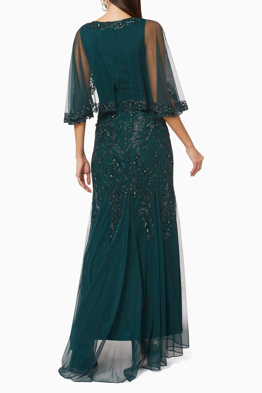 designer cape gown
