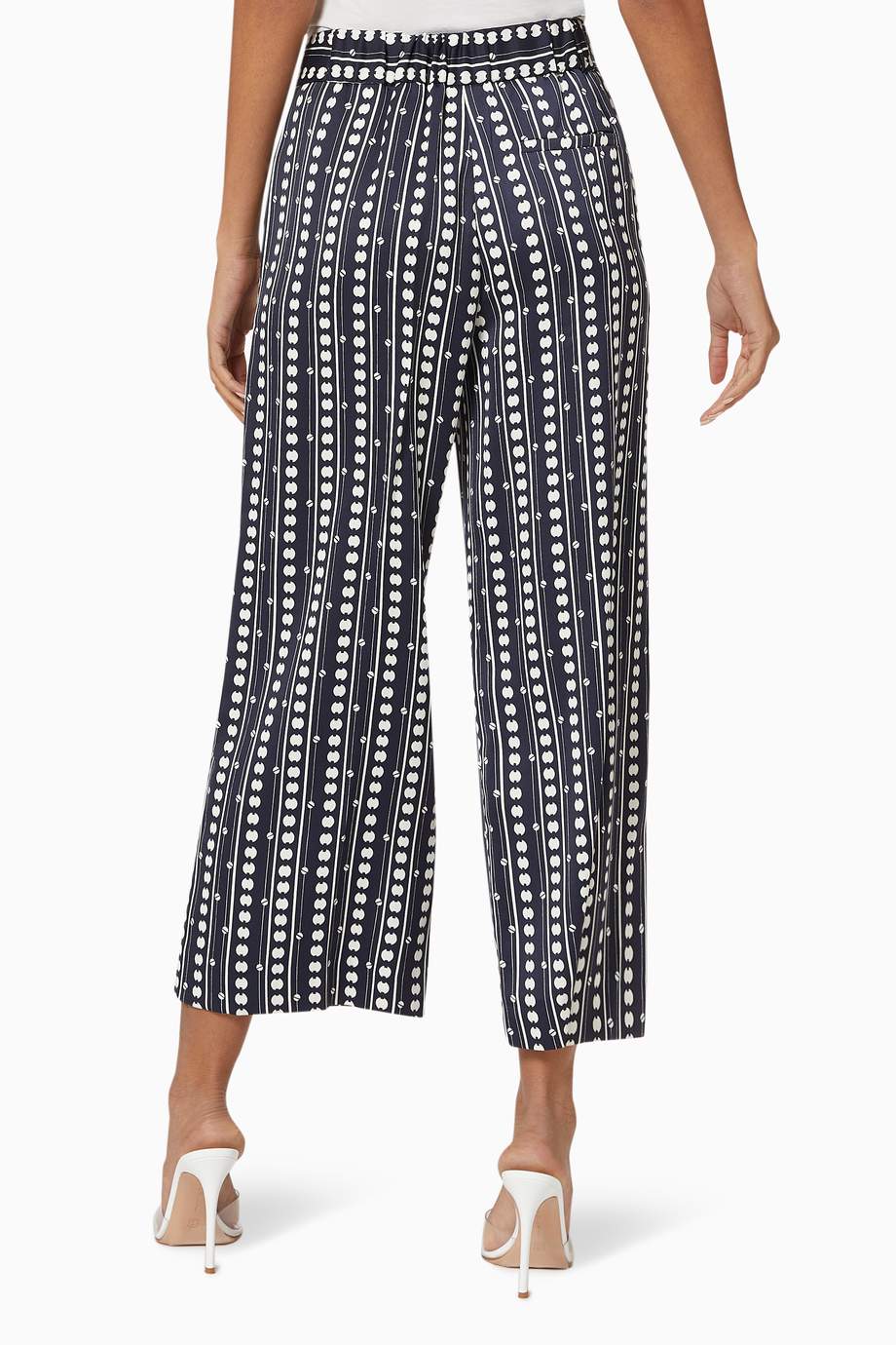 Shop Marella Blue Ione Printed Cropped Pants for Women | Ounass Saudi