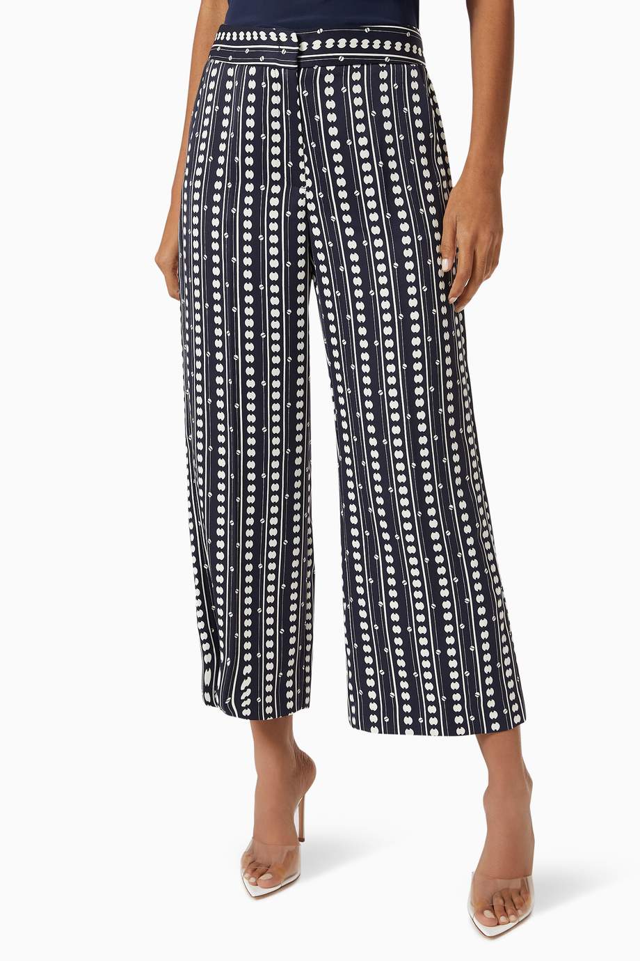 Shop Marella Blue Ione Printed Cropped Pants for Women | Ounass Saudi