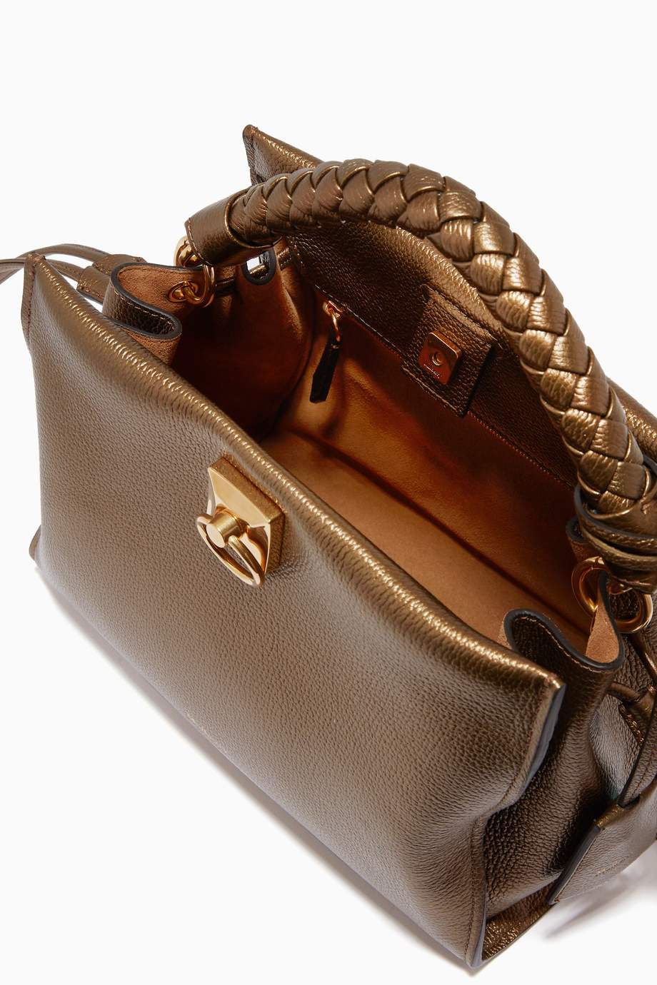 Shop Mulberry Gold Small Iris Shoulder Bag in Metallic Small Grain Leather for Women Ounass UAE