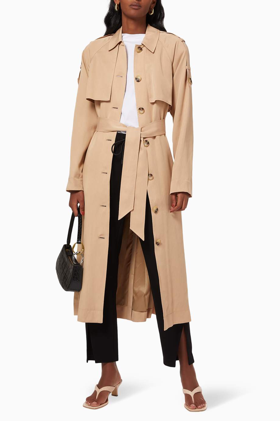 Shop Selected Femme Neutral Brenna Trench Coat in Tencel™ Lyocell for