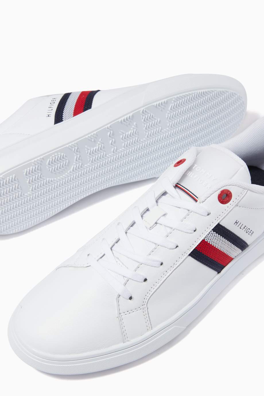 Shop Tommy Hilfiger White Essential Sneaker in Leather for Men | Ounass UAE