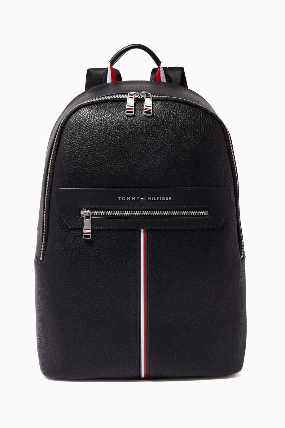 Shop Tommy Hilfiger Black Downtown Backpack in Faux Leather for Men ...
