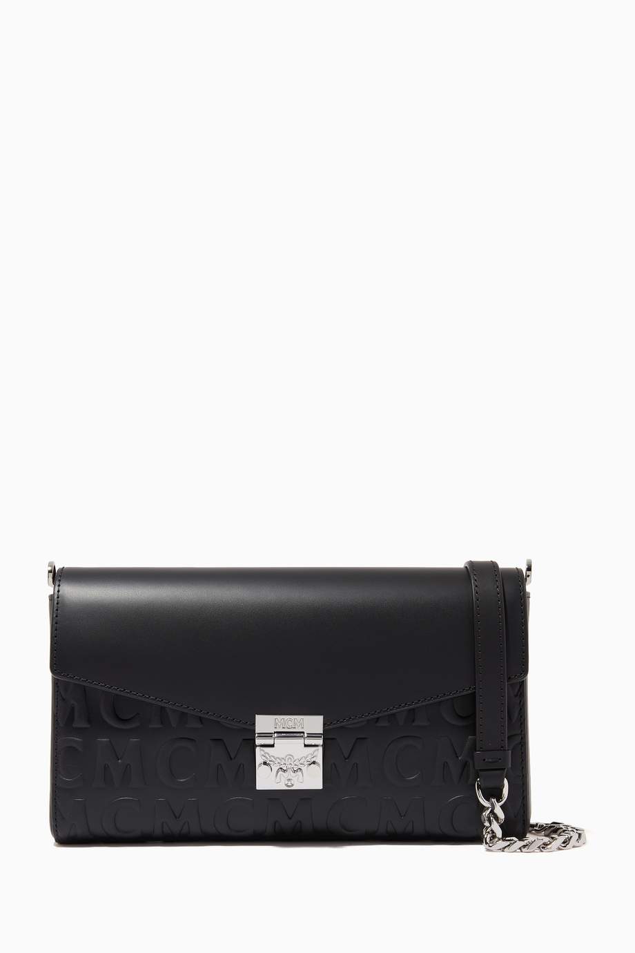 Shop Mcm Black Medium Millie Crossbody In Mcm Monogram Leather For Women Ounass Uae