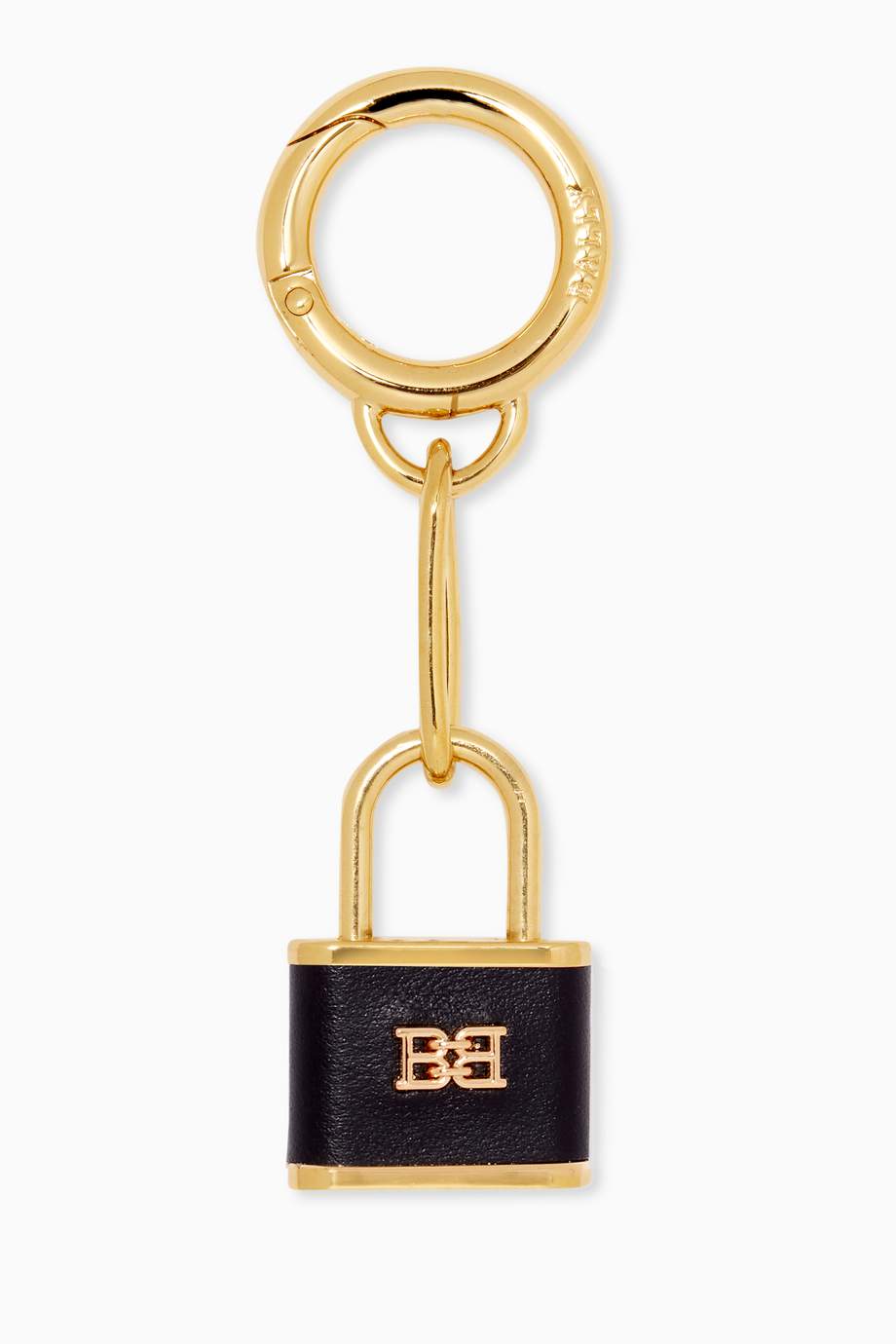 تسوق سلسلة مفاتيح جلد بحلقات وقفل مزين بشعار حرف B Bally أسود للنساء