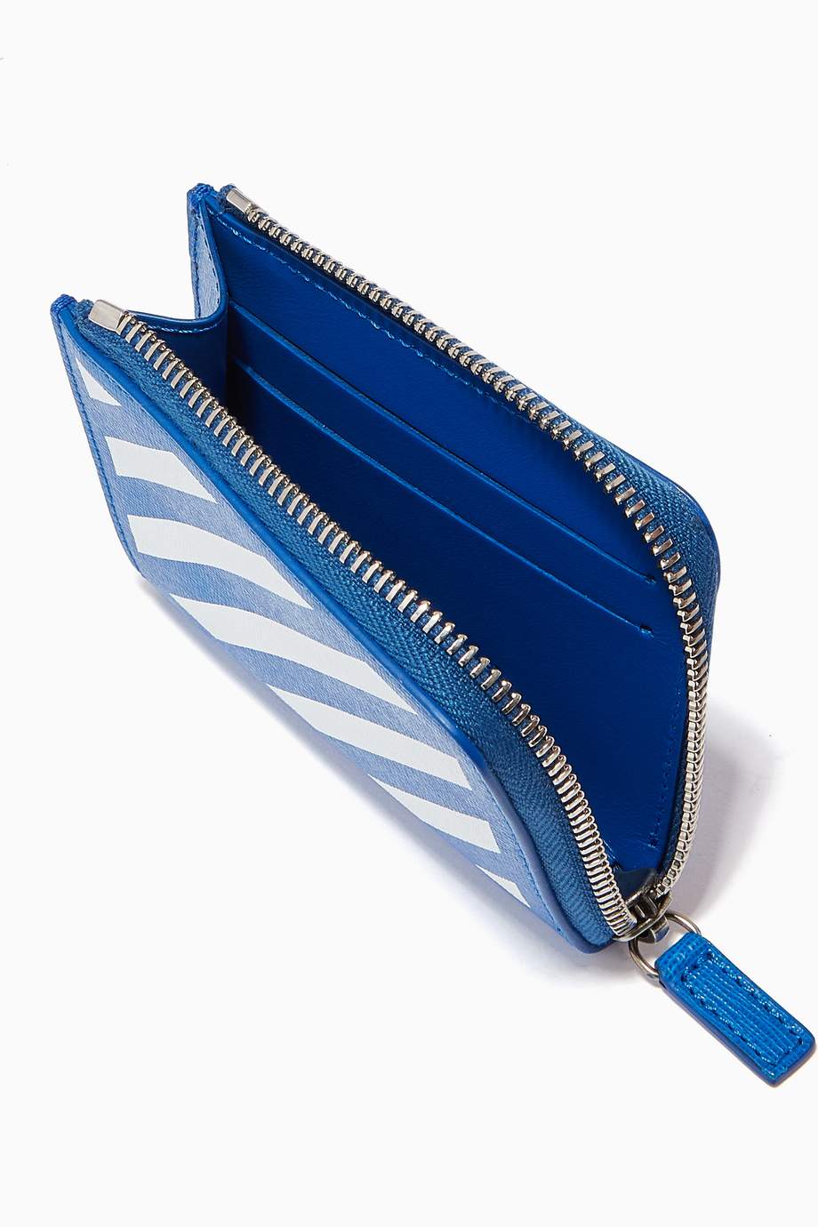 Shop Off-White Blue Diagonal Stripe Wallet in Leather for Men | Ounass UAE