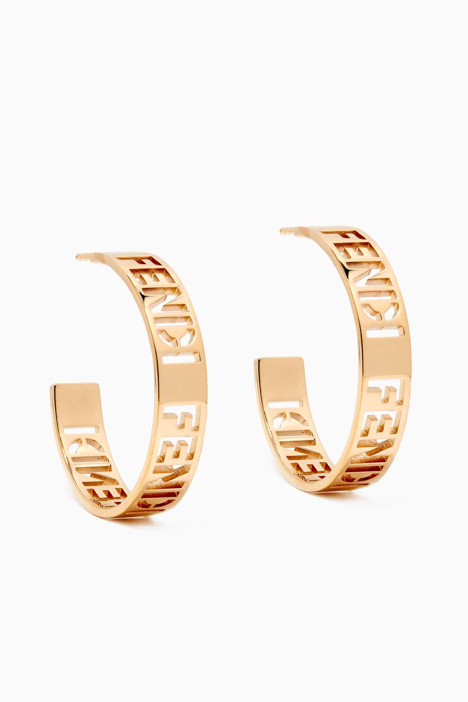 Shop Fendi Gold Small Signature Earrings in Metal for Women | Ounass Saudi
