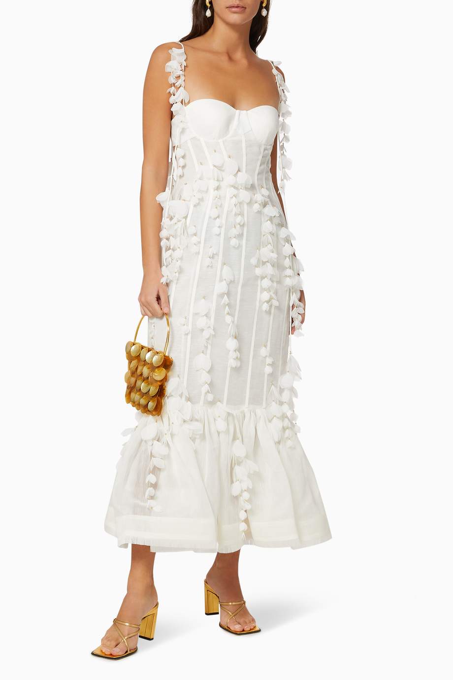 Shop Zimmermann White Botanica Petal Gown for Women Ounass UAE