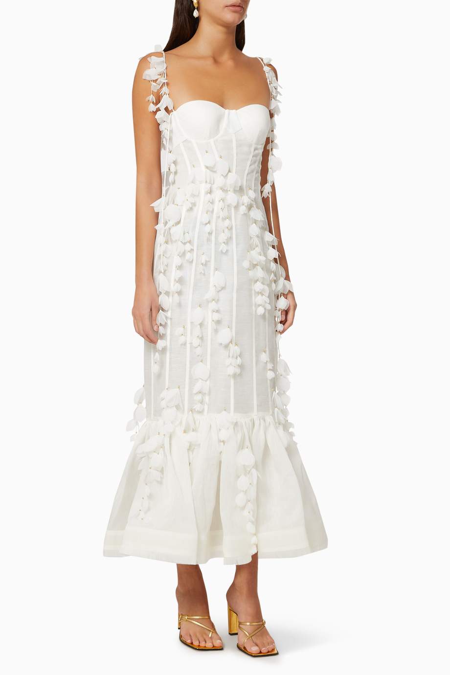Shop Zimmermann White Botanica Petal Gown for Women Ounass UAE