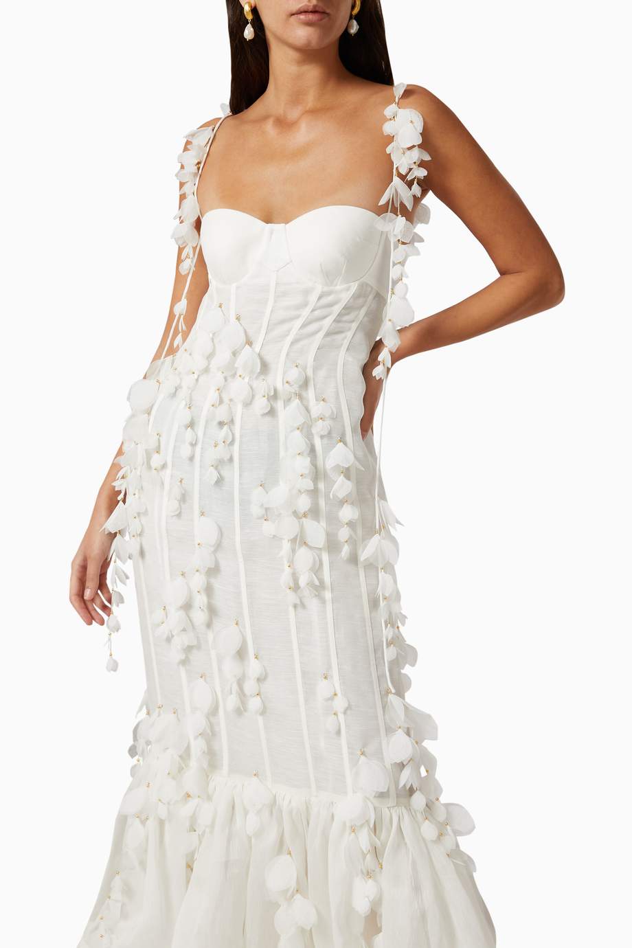 Shop Zimmermann White Botanica Petal Gown for Women Ounass UAE