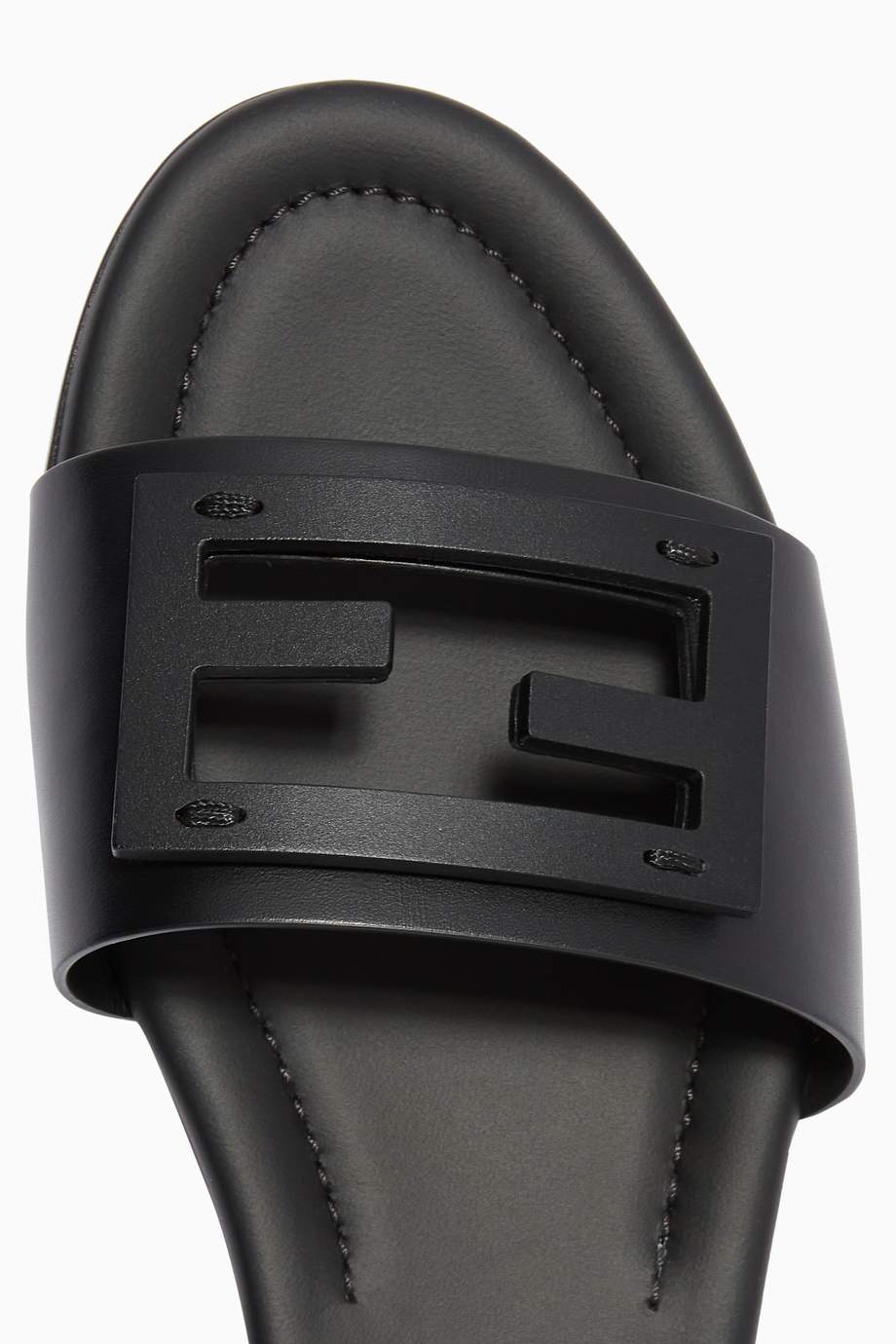 fendi ff leather two band slide sandals