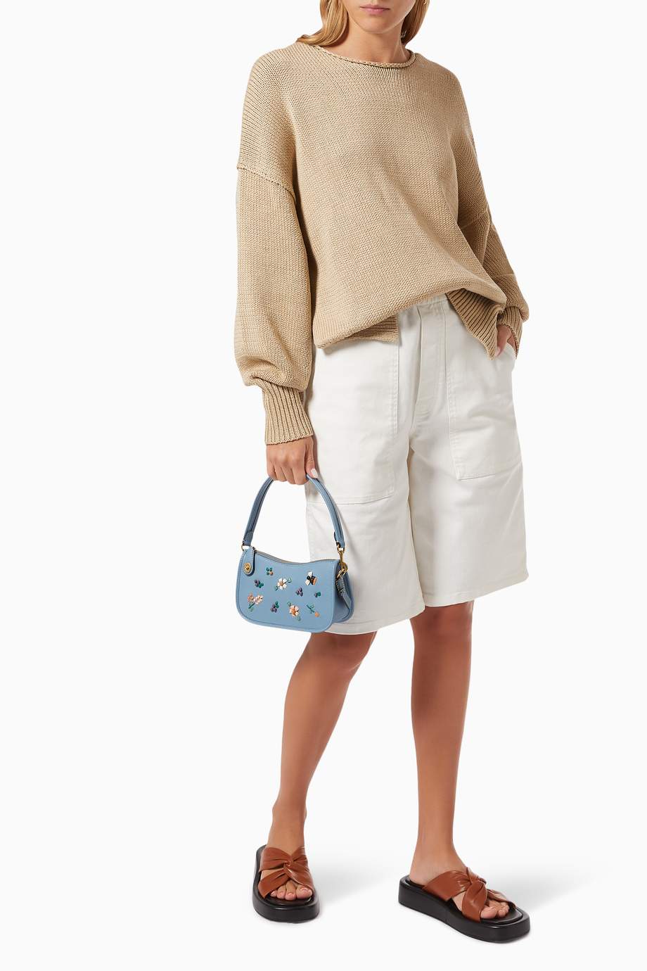 Shop Coach Blue Swinger 20 with Floral Embroidery in Leather for Women ... picture