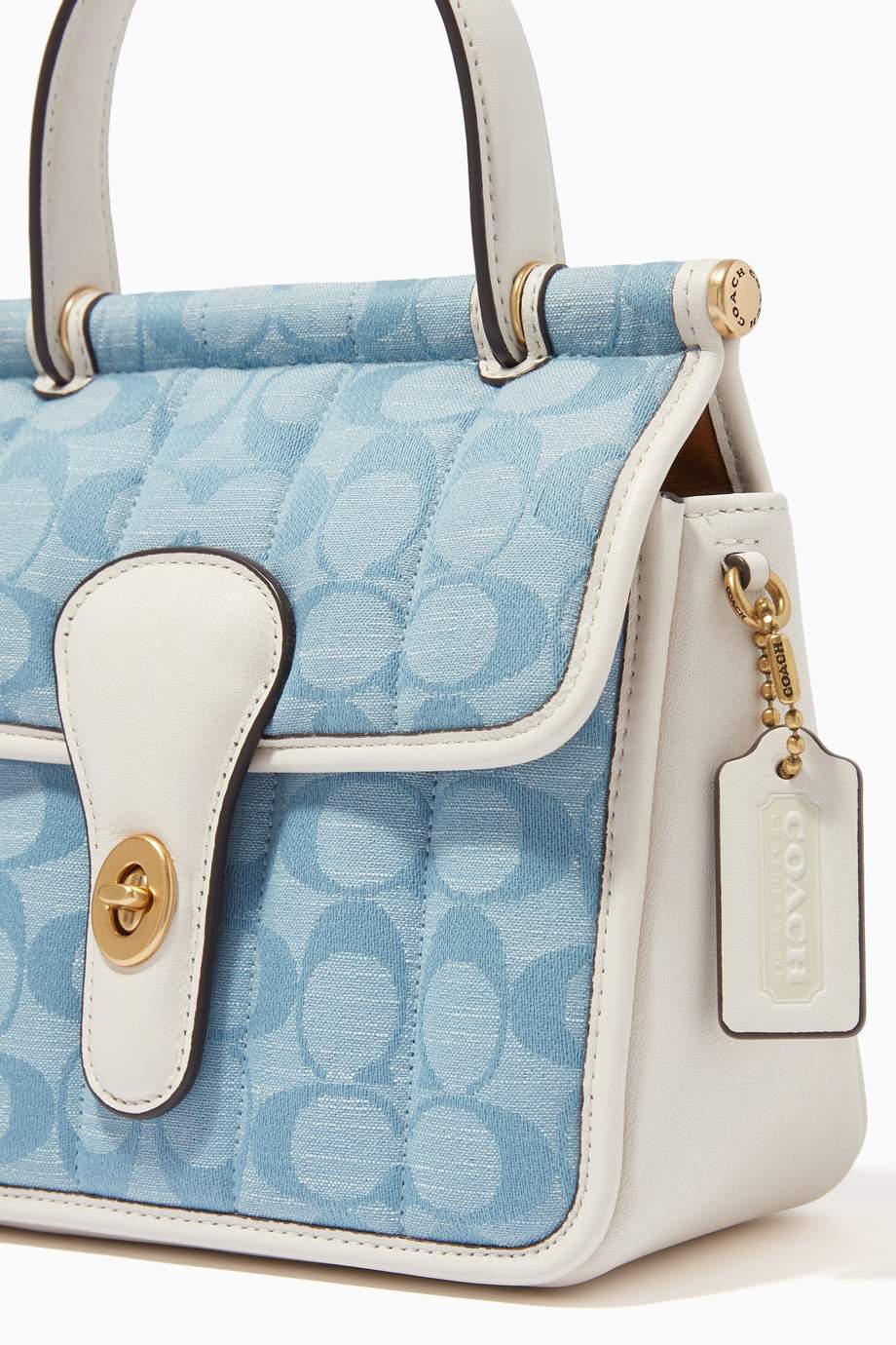 Shop Coach Blue Willis Top Handle Bag in Signature Chambray for Women