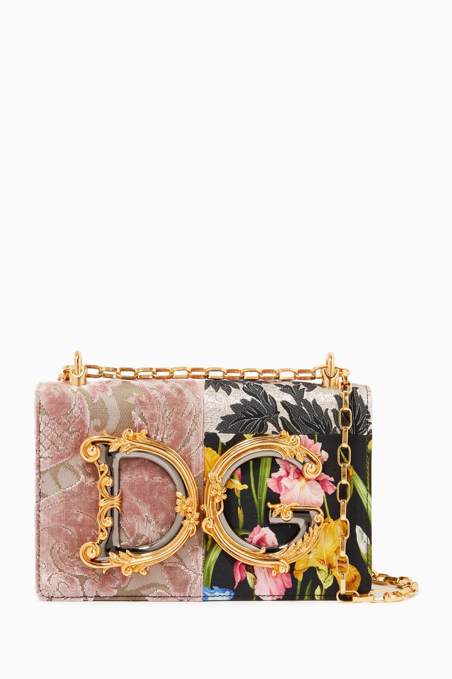 Shop Dolce & Gabbana Multicolour DG Girls Bag in Jacquard Patchwork and ...