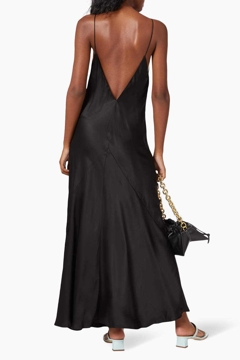 Shop Studio Amelia Black Liquid Bias Satin Slip Dress for Women ...