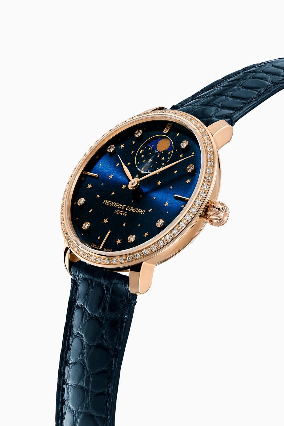 Shop Frédérique Constant Blue Slimline Moonphase Automatic Watch with ...