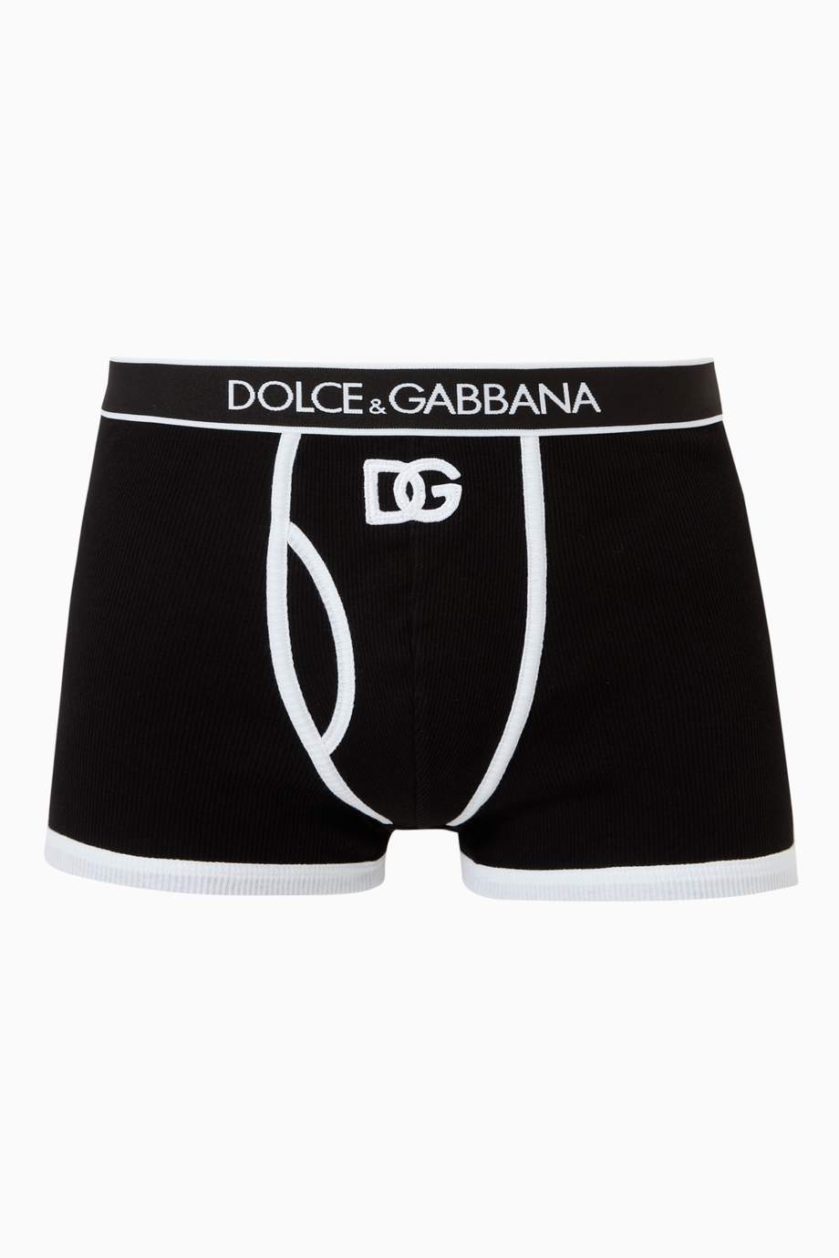 Shop Dolce & Gabbana Black DG Interlock Boxer Briefs in Ribbed Cotton ...