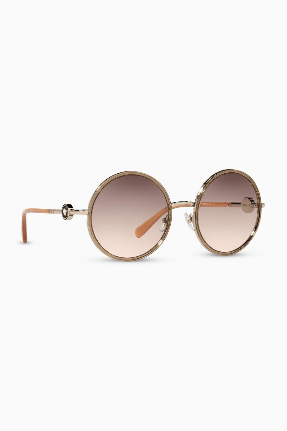 Shop Versace Brown Round Sunglasses With Medusa Medallion For Women Ounass Uae 