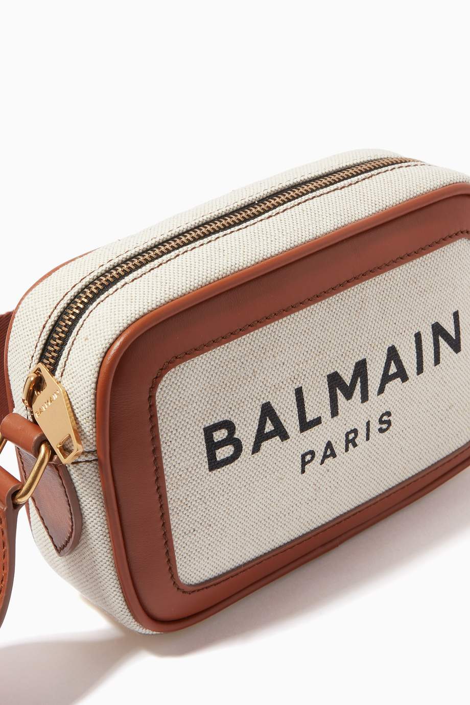 Shop Balmain Brown BArmy 18 Camera Bag in Canvas for Women Ounass UAE