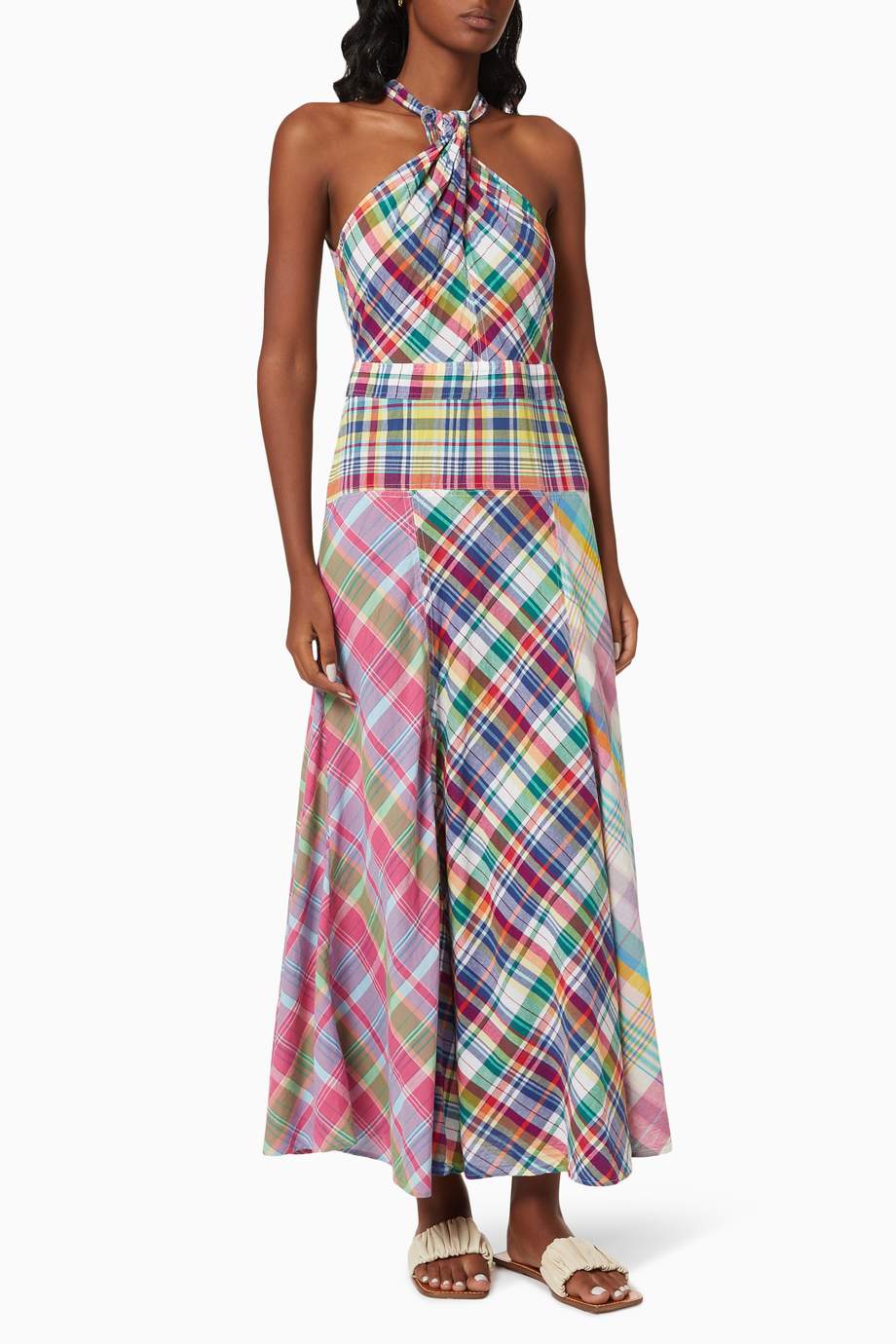 Shop Polo Ralph Lauren Multicolour Madras Maxi Dress in Cotton for ...
