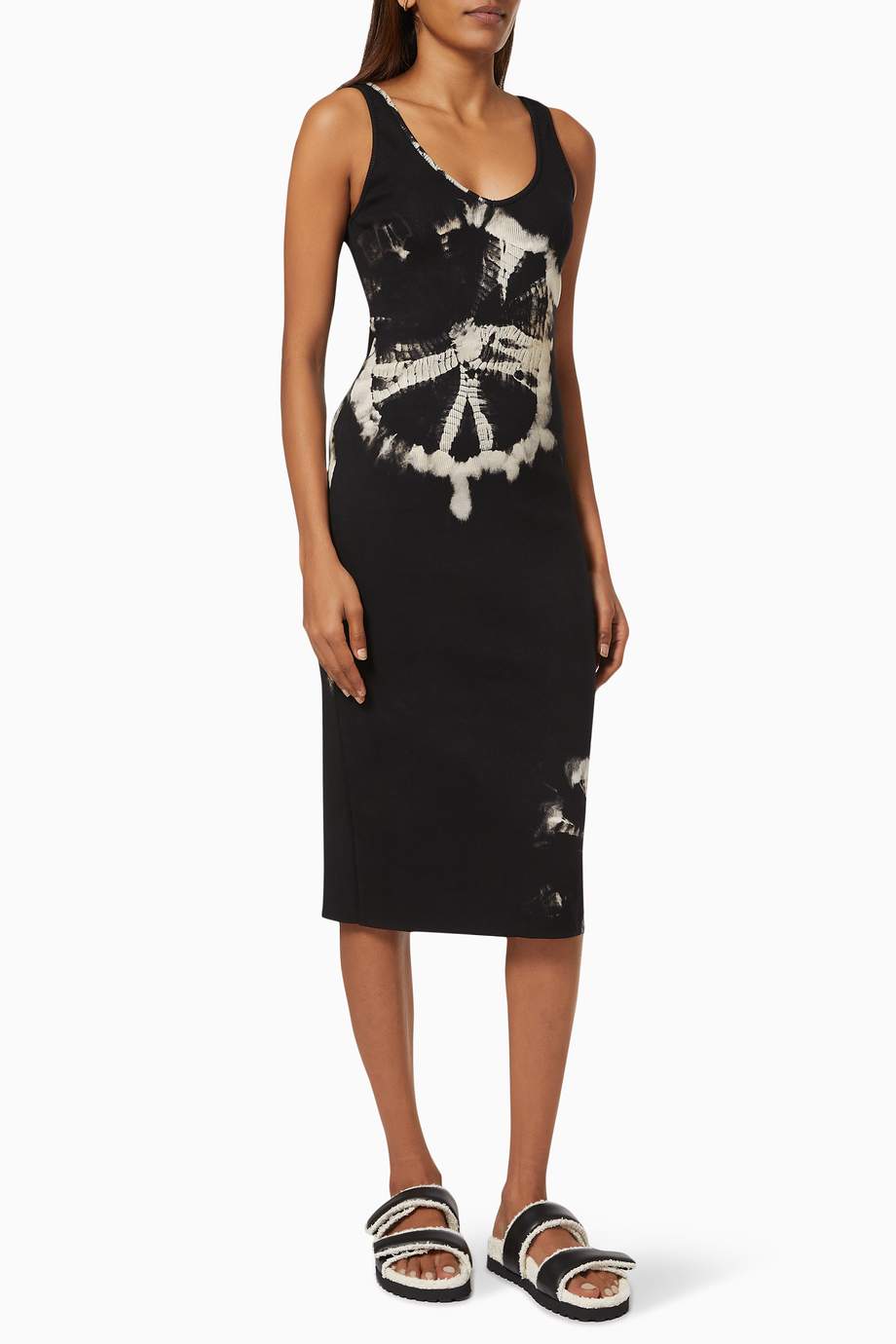 Black tie dye midi dress clearance
