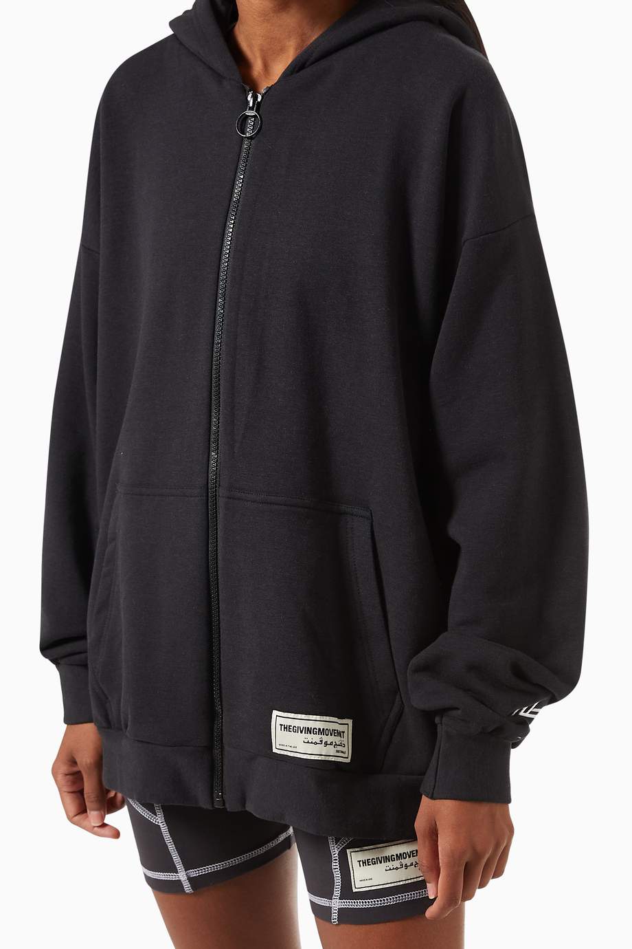 Shop The Giving Movement Black Organic Bamboo Super Oversized Zip