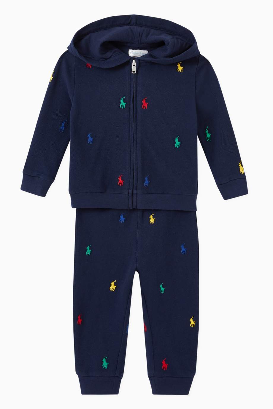 Shop Polo Ralph Lauren Blue Polo Pony Tracksuit in Cotton Mesh for Kids ...