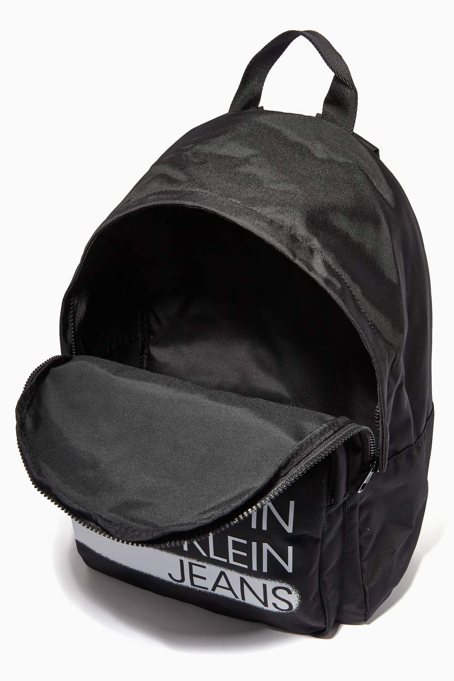 Shop Calvin Klein Black CK Logo Backpack in Nylon for Kids Ounass UAE