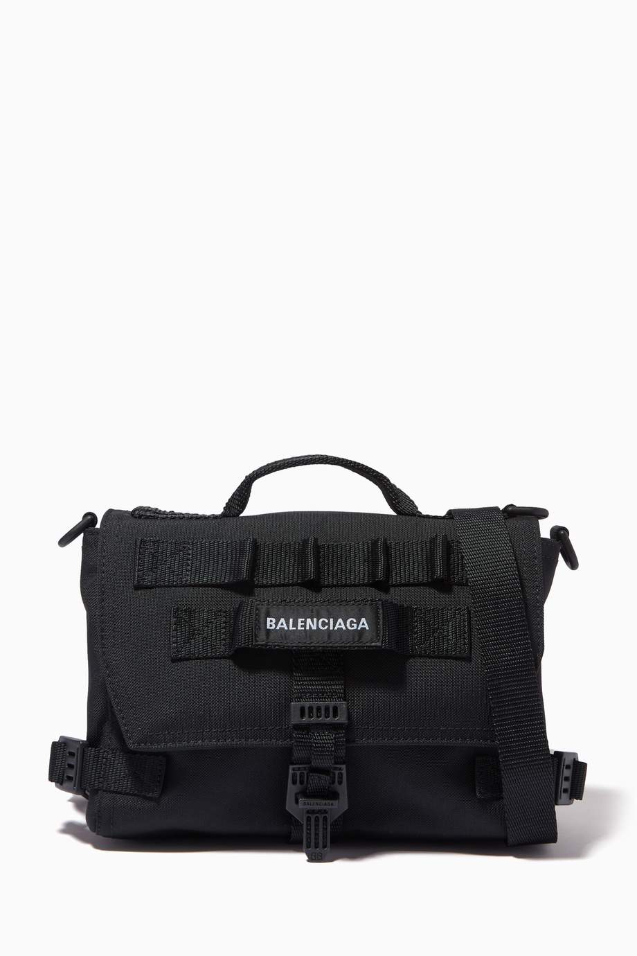 Shop Balenciaga Black Army Messenger Bag in Recycled Nylon for Men ...
