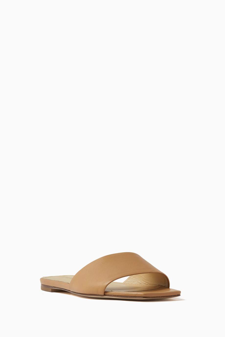 Shop Aeyde Neutral Anna Flat Sandals in Nappa for Women | Ounass UAE