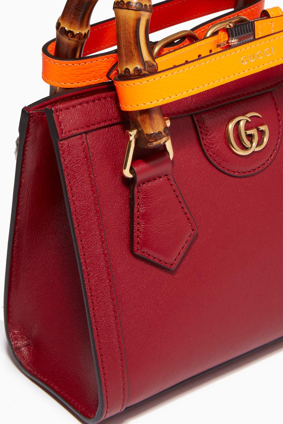 Shop Gucci Red Gucci Diana Mini Tote Bag in Leather for Women Ounass UAE