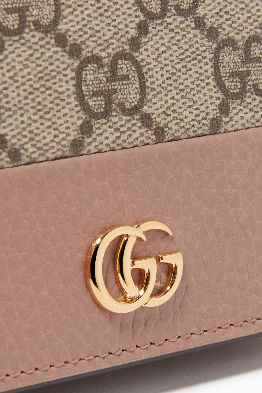 Shop Gucci Neutral GG Marmont Card Case Wallet in Leather & GG Supreme ...