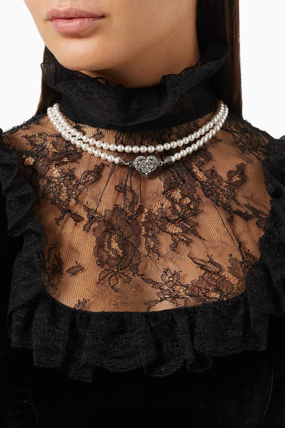 Shop Alessandra Rich White Long Single Strand Pearl Necklace for Women