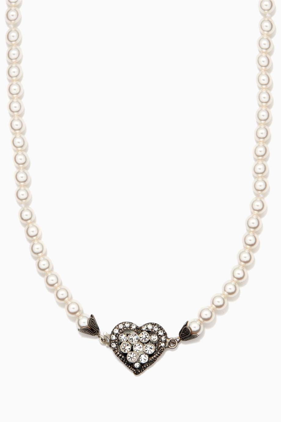 Shop Alessandra Rich White Long Single Strand Pearl Necklace for Women