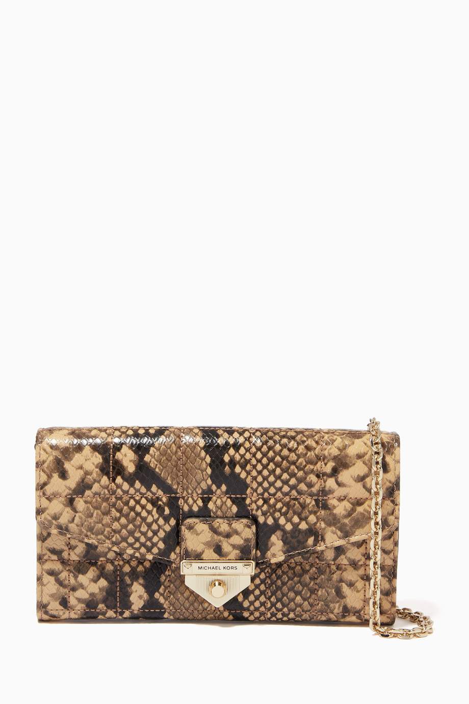 Shop Michael Kors Brown Soho Chain Wallet in Python Embossed Leather for Women | Ounass UAE