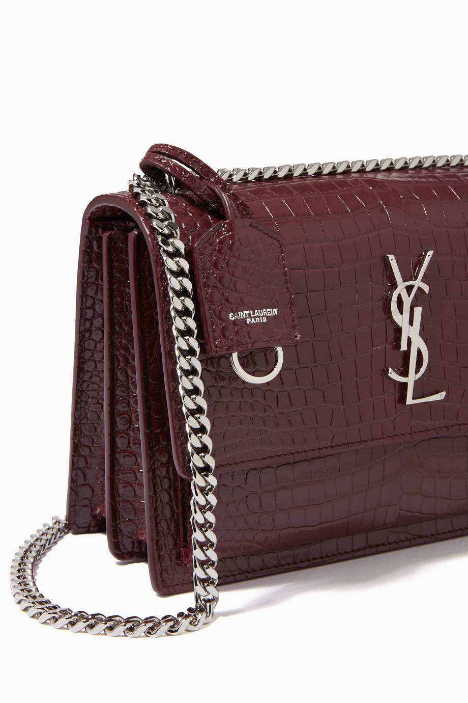 sunset small in shiny scale embossed leather