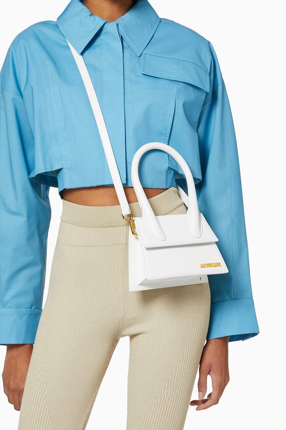 Shop Jacquemus White Le Chiquito Moyen Small Bag in Leather for Women ...
