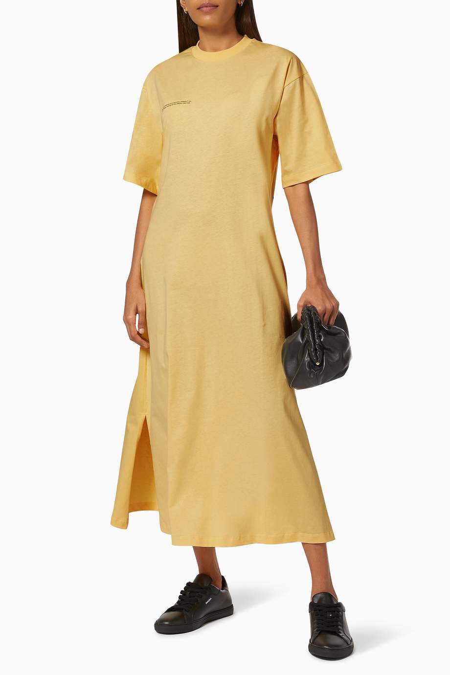 Shop PANGAIA Buttercup Yellow Organic Cotton Long Tshirt Dress for