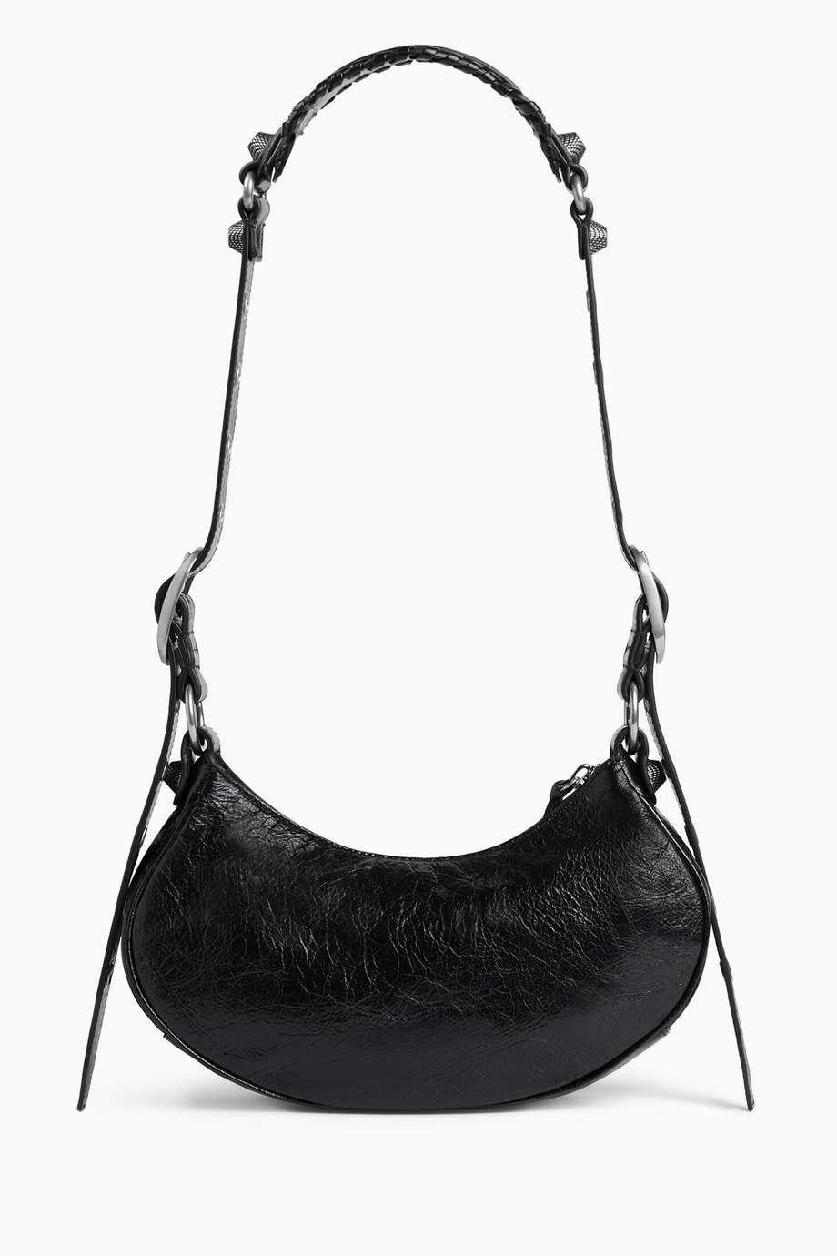Shop Balenciaga Black Le Cagole XS Shoulder Bag in Arena Lambskin for