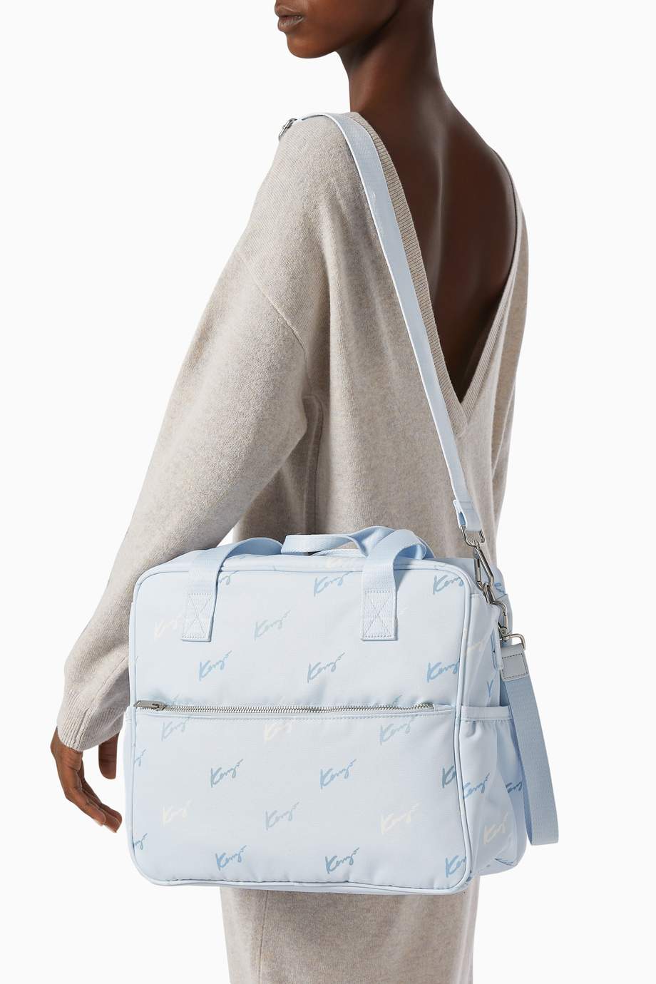 Shop Kenzo Blue Diaper Bag & Mat in Recycled Canvas for Kids Ounass Saudi